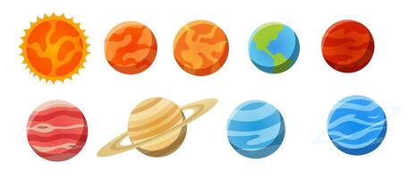collection of illustrations of planets in the solar system. illustration vector