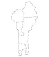 Benin map subregions. Map of Benin subregions in white color vector