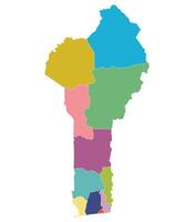Benin map subregions in multicolor vector
