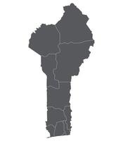 Benin map subregions. Map of Benin subregions in grey color vector