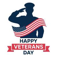 Veterans Day Salute with American Flag. vector