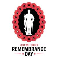 Flat Red Poppies Frame Design for Remembrance Day. vector