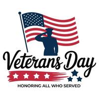 Veterans day logo with flag and soldier vector