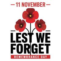 11 November Remembrance Day Artwork. vector
