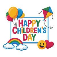 Happy Children's Day Balloon Design. vector
