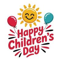 Happy Kids Day Flat Illustration. vector