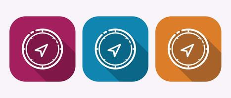 Set of Round Icons Featuring a Compass Displayed on a Colorful Background Variety vector