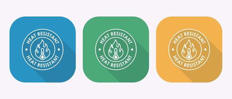 Heat Resistant Symbols in Blue Green and Yellow Circle Product Quality Assurance vector