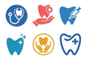 Dental Care Icons Depicting Cleanliness, Protection, and Medical Examination for Healthy Teeth vector