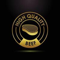 High Quality Beef Product Label with Golden Meat Cut Illustration for Premium Products vector