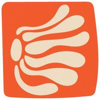Hard Drawn Retro 70s Orange Flower Abstract Element vector