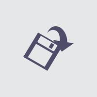 save floppy disk icon with arrow, a symbol representing file saving and computer data backup. vector