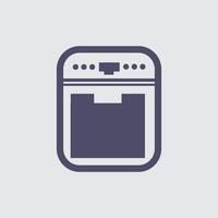 Dishwasher appliance icon displays cleanliness and modern kitchen technology for home appliance needs. vector