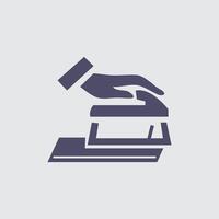 A simple cleaning icon shows a hand pushing a cleaning brush across a surface, symbolizing cleanliness and sanitation. vector
