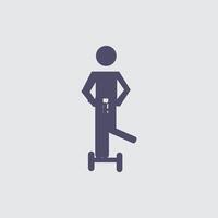 a man on a scooter with a skateboard vector