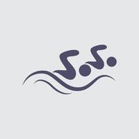 Simple design illustrates a swimmer in a triathlon, showcasing athletic competition and water sport participation for athletes. vector