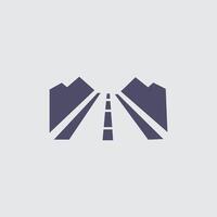 A stylized road through mountains evokes a sense of adventure, suitable for triathlon events and scenic route planning. vector