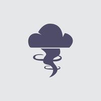 Tornado silhouette represents severe weather conditions and meteorological phenomena with a swirling wind effect. vector