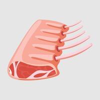 Fresh rack of lamb illustration, a succulent cut of meat ready for cooking, showcasing its natural texture. vector