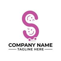 Playful Letter S Logo Design Featuring Smiling Faces for a Childrens Brand or Creative Company Identity Concept vector
