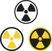 Collection of radiation hazard warning symbols in different styles. vector