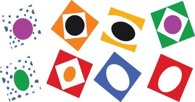 Abstract geometric shapes with circles and ovals in bright colors. vector