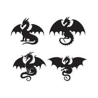 Flying Dragon Set Icons for Mythical and Fantasy vector