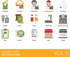 Grocery store icons set vector