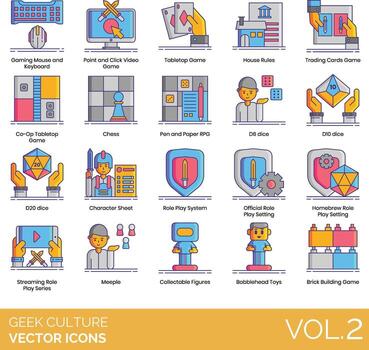 Geek culture icons, set of icons for web, mobile and desktop vector