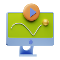 A computer monitor with a play button on it png