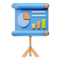 A blue presentation board with a bar chart on it png