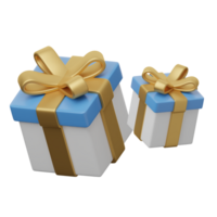 Two gift boxes with blue and gold ribbons on a black background png