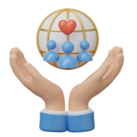 World map with heart icon png
