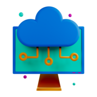 A computer with a cloud icon on it png