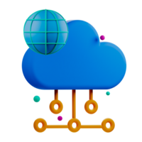 A cloud with a globe and a network connection png