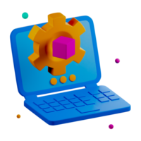 A laptop with gears on it and a colorful background png