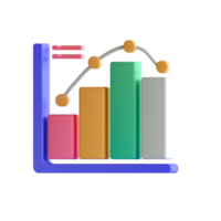 An icon of a bar chart with a graph png