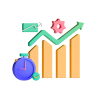 An icon of a clock and a graph chart png