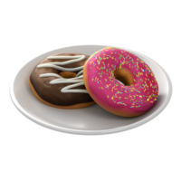 A plate with two donuts on it png