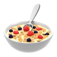 Cereal with berries and raspberries in a bowl png