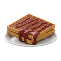 A waffle with chocolate syrup on top of it png