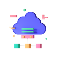 A cloud with a computer and a network connection png