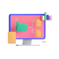A computer screen with a folder and a file on it png