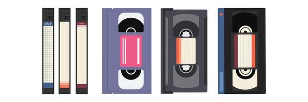 Collection of vintage technology and media icons. Detailed illustrations showcasing classic devices and retro communication tools. vector