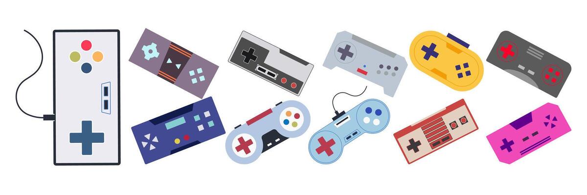 Retro Game Console Set Illustration.
