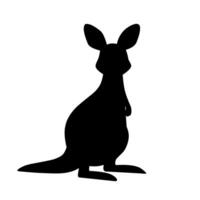 Black silhouette of a kangaroo in standing pose. Minimalist animal ideal for logos, signs, stickers, or Australian wildlife-related themes vector