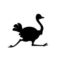 Silhouette of a running ostrich with long legs and neck. illustration ideal for animal icons, wildlife themes, and speed or motion concepts vector