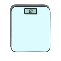 Flat digital bathroom scale showing 60 kg. Minimalist illustration perfect for health, weight tracking, and fitness-related content or infographics vector