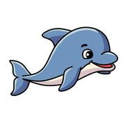 Cute cartoon dolphin smiling with open mouth. Friendly and playful marine animal in a cheerful pose. Perfect for kids designs or sea-themed illustrations vector