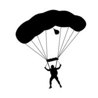 Silhouette of a person skydiving with an open parachute. illustration perfect for adventure, extreme sports, and outdoor activity themes vector